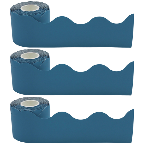 Teacher Created Resources Slate Blue Scalloped Rolled Border Trim, 50 Feet Per Roll, PK3 TCR8943